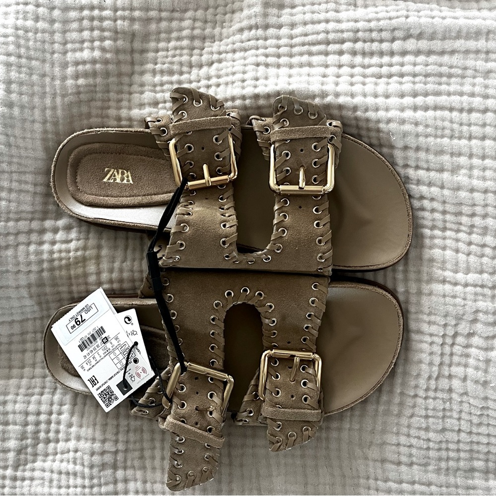 Zara leather slide sandals
